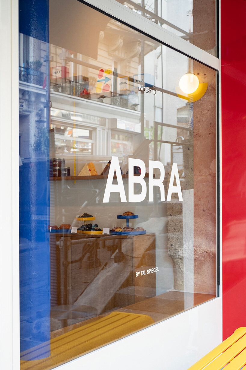 parisian patisserie ABRA frames pastries against geometric floors and bold primary colors