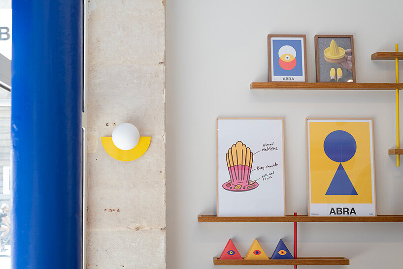 parisian patisserie ABRA frames pastries against geometric floors and bold primary colors