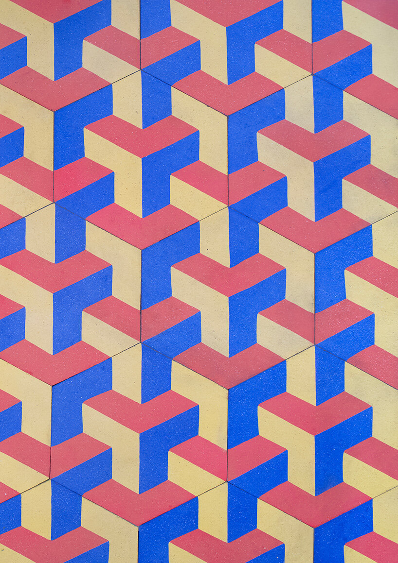 parisian patisserie ABRA frames pastries against geometric floors and bold primary colors