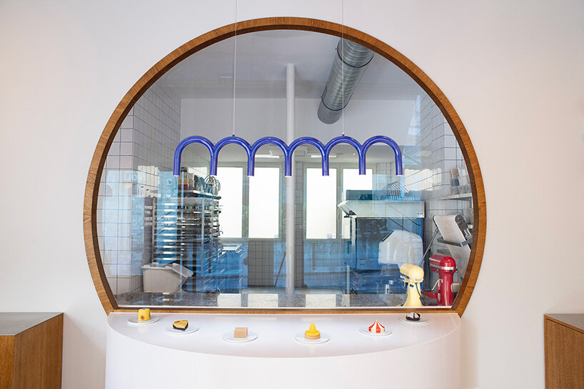 parisian patisserie ABRA frames pastries against geometric floors and bold primary colors