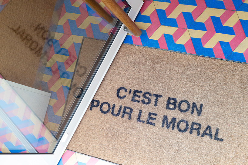 parisian patisserie ABRA frames pastries against geometric floors and bold primary colors