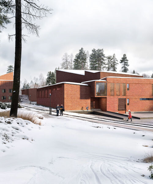 perforated brick facade encloses north musical art center in s?yn?tsalo, finland