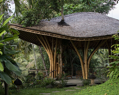 RF studio expands performing arts foundation in bali with bamboo retreat for artists