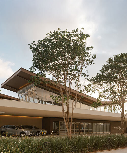 wing roofs shape private airport terminal in s?o paulo by perkins&will and pascali semerdjian