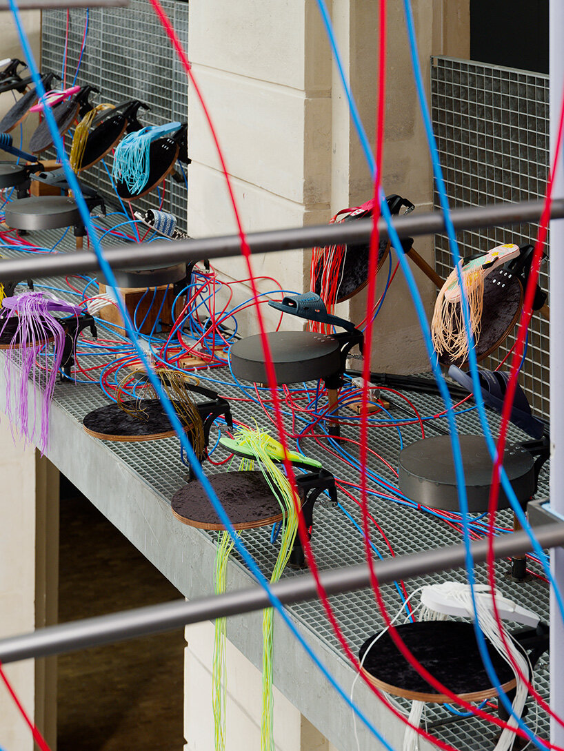 watch: collective orchestra of 201 flip-flops beats at meriem bennani's paris installation
