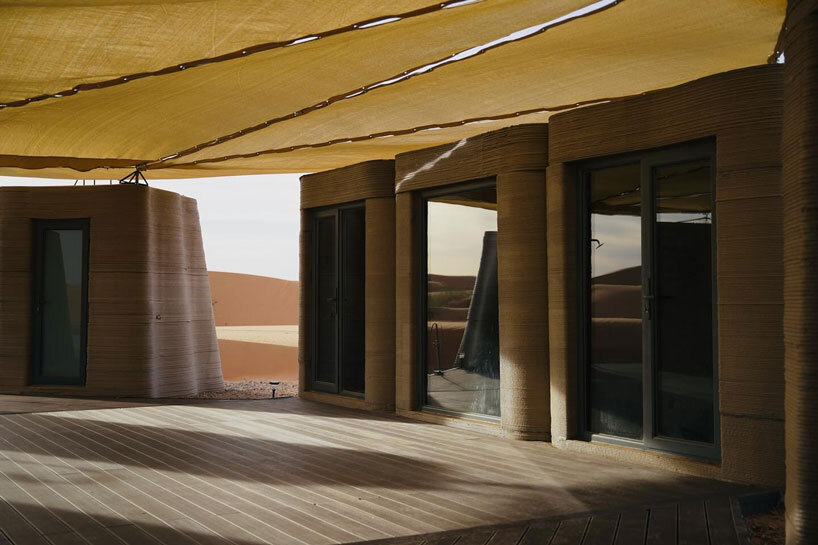 3D printed concrete habitat shelters reforestation volunteers in mongolia's desert