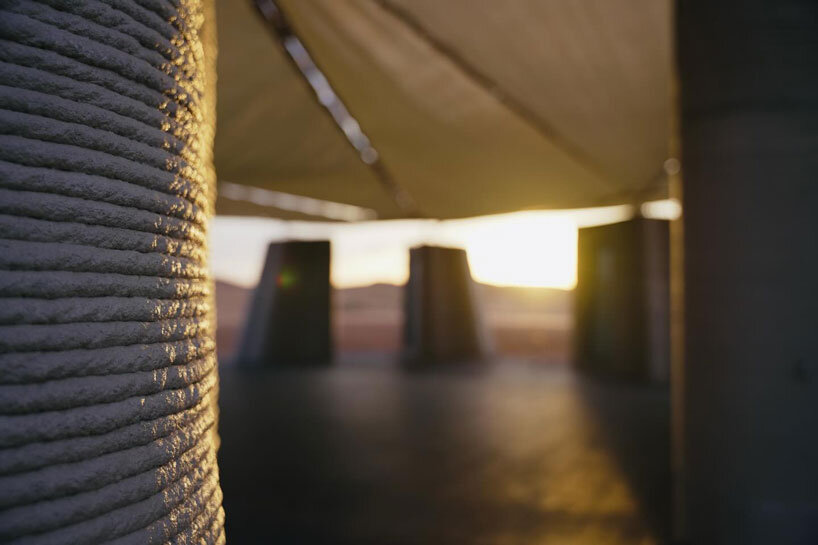 3D printed concrete habitat shelters reforestation volunteers in mongolia's desert