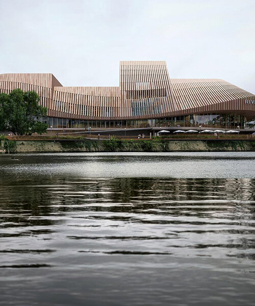 3XN and COX plan riverside theatre for sydney, australia with twisting, timber structure
