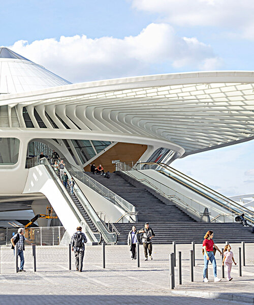 new photos show rhythmic structure of belgium’s 'gare de mons' by santiago calatrava