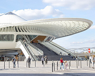 new photos show rhythmic structure of belgium’s 'gare de mons' by santiago calatrava