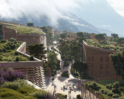 NOA plans lush, walkable neighborhood 'renneria' in italian dolomites