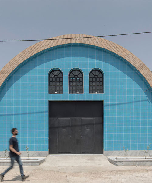 brick and turquoise tiles clad vaulted aghajoon communal kitchen in iran