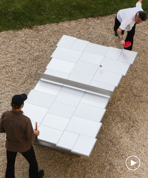 aluminum ping-pong table plays meditative sounds every time the ball hits the plates