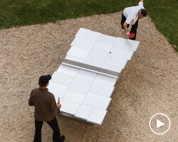 aluminum ping-pong table plays meditative sounds every time the ball hits the plates