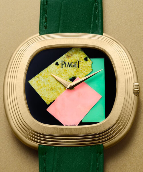 andy warhol’s 1986 self-portrait inspires the collage of stones in piaget’s watch
