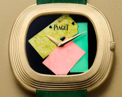 andy warhol’s 1986 self-portrait inspires the collage of stones in piaget’s watch