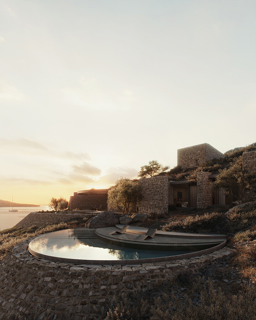 petal-like terraces open greek island residence by aristides dallas toward the aegean horizon