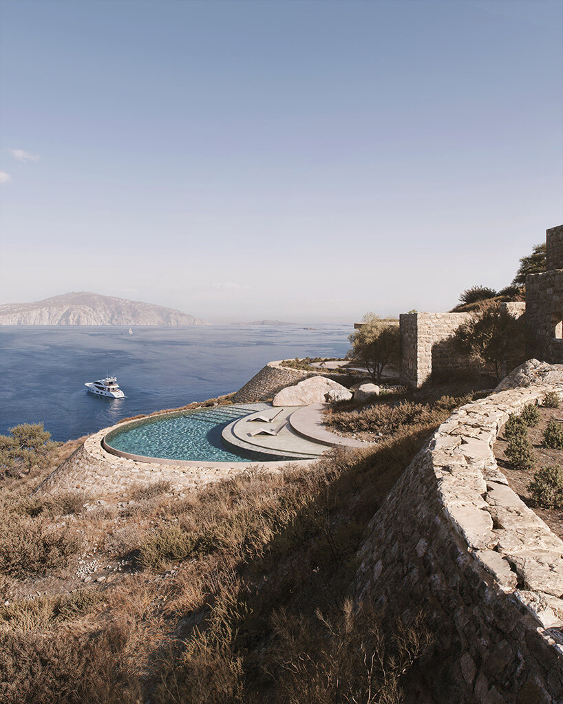 in aristides dallas architects' residence, terraces open like petals toward the aegean horizon