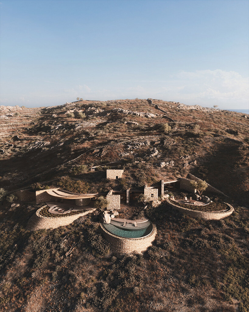 in aristides dallas architects' residence, terraces open like petals toward the aegean horizon