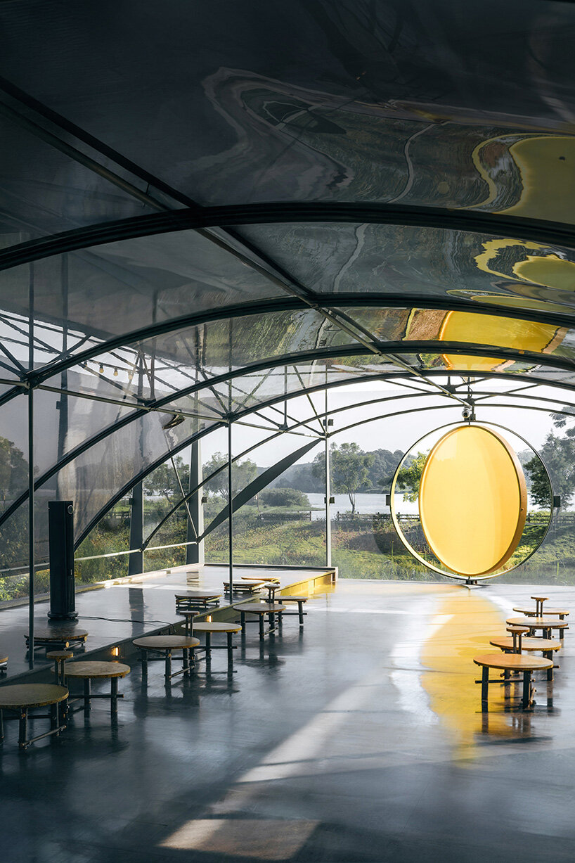 atelier guo's moonlit pavilion rises from the remains of an abandoned greenhouse in china