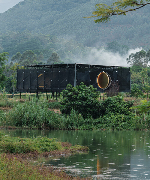 atelier guo's moonlit pavilion rises from the remains of an abandoned greenhouse in china