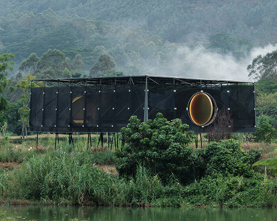 atelier guo's moonlit pavilion rises from the remains of an abandoned greenhouse in china