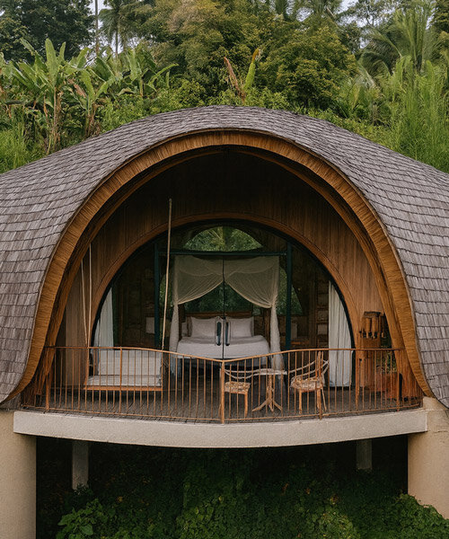 pablo luna studio crafts fluid bamboo 'belalu dome villa' in tropical bali