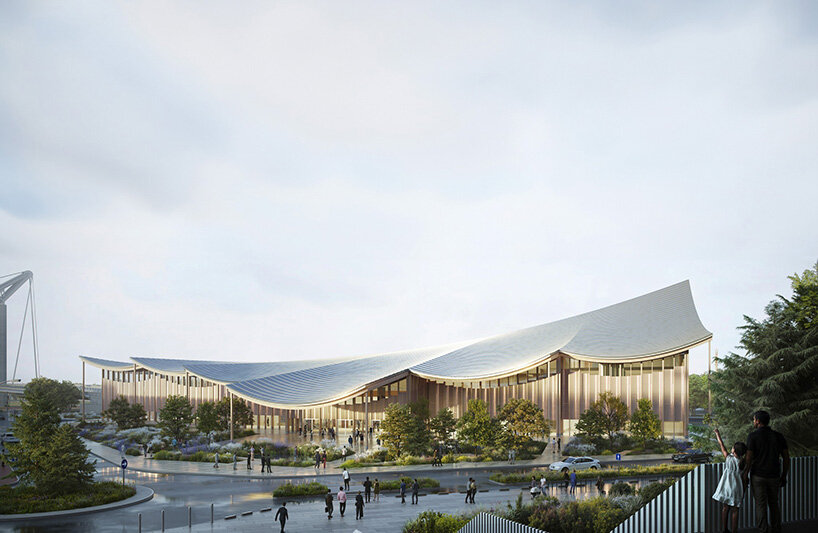 BIG wins congress center competition in france with roofline echoing waves of the seine