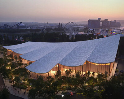BIG wins congress center competition in france with roofline echoing waves of the seine