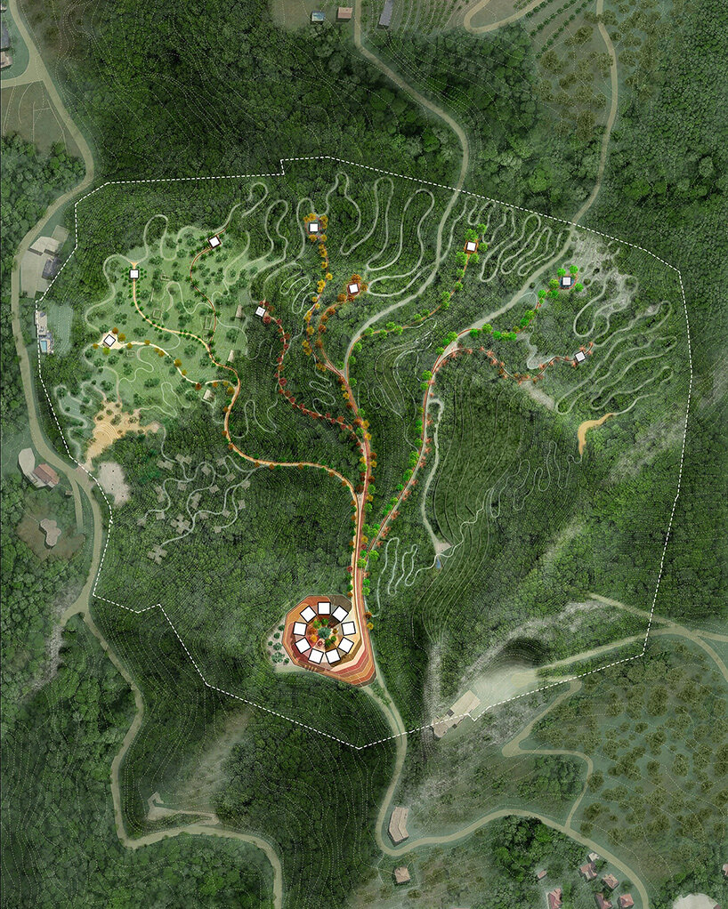 El grupo Bjarke Ingels colocará pabellones de piedra simbólicos en las laderas de Tirana