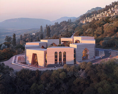 bjarke ingels group to scatter symbolic stone pavilions across tirana hillside