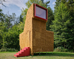 from chicken-like shelters to spiky wooden huts, hello wood's cabin fever lands in czechia