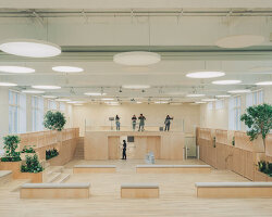 former swimming pool converts into multi-use timber education space for london college