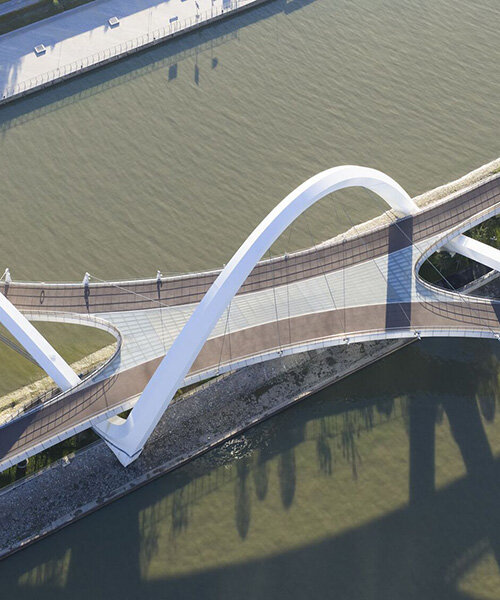 zaha hadid architects draws from silk embroidery of hangzhou with serpentine footbridge