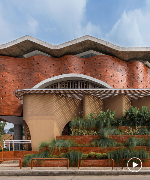 pleated brick walls craft folding facade over java mosque by ismail solehudin architecture