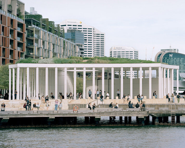 recycled oyster shells form besley & spresser's pavilion in sydney
