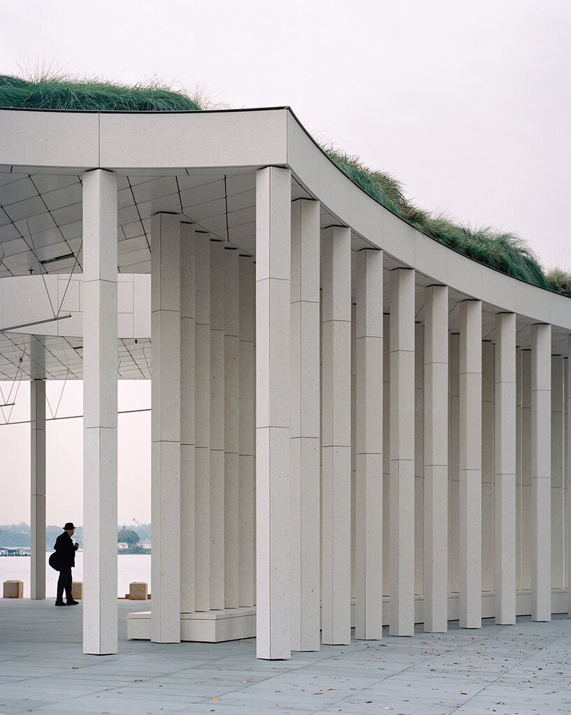 recycled oyster shell terrazzo clads besley & spresser's pavilion in sydney