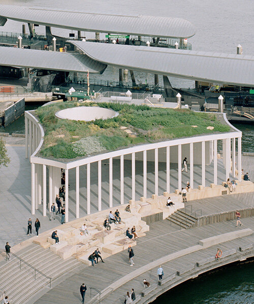 landscape roof tops besley & spresser's pavilion in sydney, made from recycled oyster shells