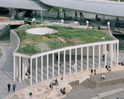 landscape roof tops besley & spresser's pavilion in sydney, made from recycled oyster shells