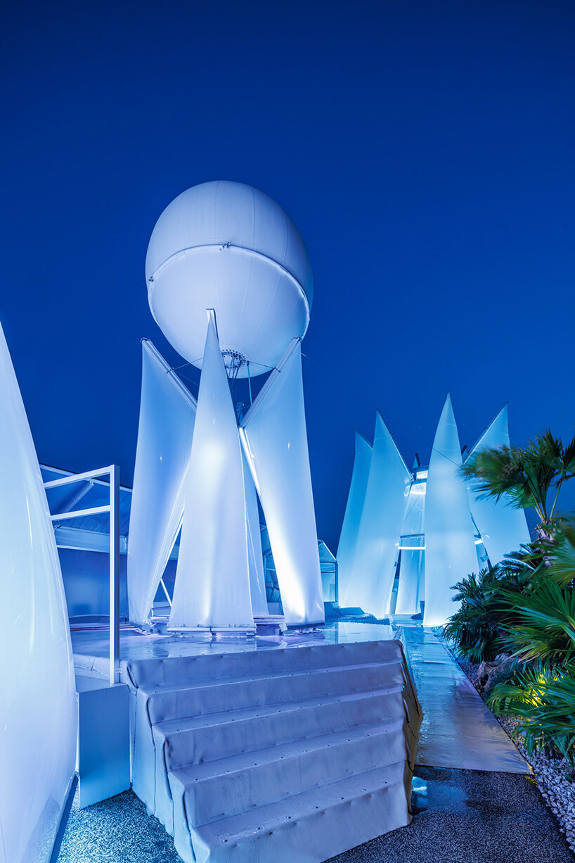 membrane structures shape experimental sauna complex by KOMPAS at expo 2025 osaka