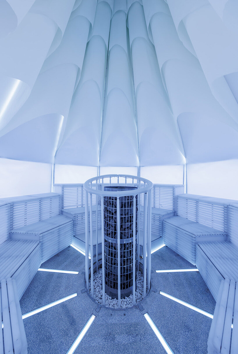 membrane structures shape experimental sauna complex by KOMPAS at expo 2025 osaka