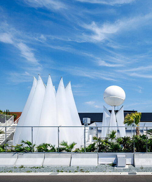 membrane structures shape experimental sauna complex by KOMPAS at expo 2025 osaka