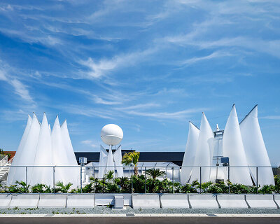 membrane structures shape experimental sauna complex by KOMPAS at expo 2025 osaka