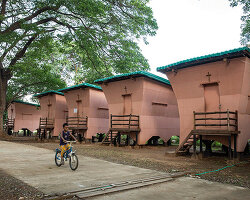 modular bamboo houses by blue temple stand firm after 7.7 earthquake in myanmar