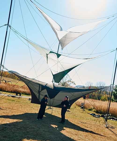 the north face arrives at storm king with lightweight textile sculpture by johannes offerhaus