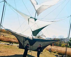 the north face arrives at storm king with lightweight textile sculpture by johannes offerhaus
