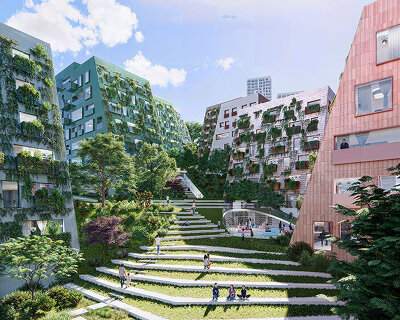 OMA rethinks hillside areas in busan, south korea, with patchwork of terraces and towers