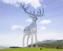power lines shaped as animal sculptures supply electricity across austria