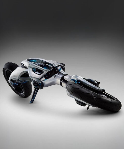 rotatable yamaha MOTOROiD:Λ motorcycle can twist to 180-degree position while cruising