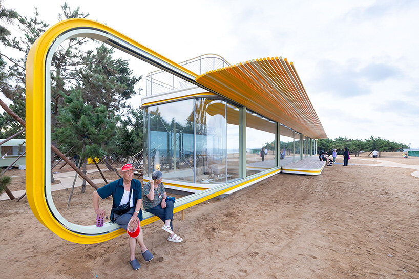selgascano composes transparent seaside café from three parallel glass volumes in china